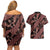 Indonesia Batik Pattern Couples Matching Off Shoulder Short Dress and Hawaiian Shirt Red Version