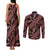Indonesia Batik Pattern Couples Matching Tank Maxi Dress and Long Sleeve Button Shirt Red Version