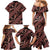 Indonesia Batik Pattern Family Matching Mermaid Dress and Hawaiian Shirt Red Version