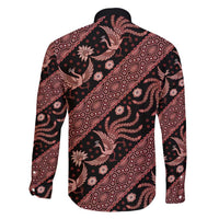 Indonesia Batik Pattern Family Matching Off Shoulder Maxi Dress and Hawaiian Shirt Red Version