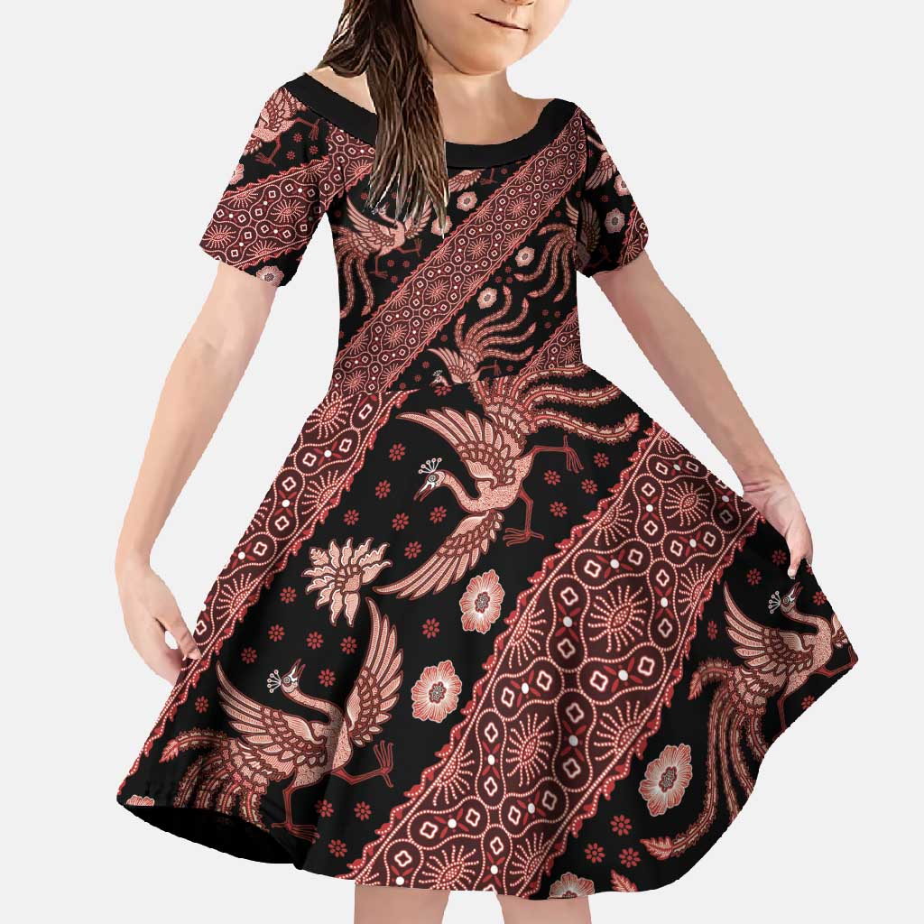 Indonesia Batik Pattern Family Matching Tank Maxi Dress and Hawaiian Shirt Red Version