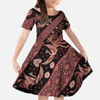 Indonesia Batik Pattern Family Matching Tank Maxi Dress and Hawaiian Shirt Red Version