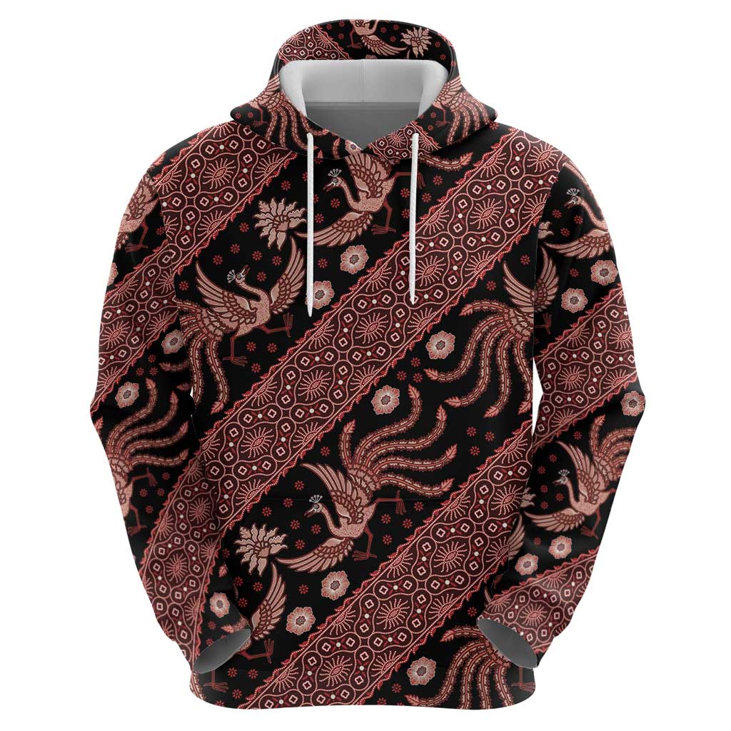 Indonesia Batik Pattern Zip Hoodie Red Version