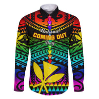 Personalised Hawaii Family Matching Long Sleeve Bodycon Dress and Hawaiian Shirt Kanaka Maoli Kakau 2023 National Coming Out Day LT01 Dad's Shirt - Long Sleeve Black - Polynesian Pride