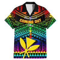 Personalised Hawaii Family Matching Mermaid Dress and Hawaiian Shirt Kanaka Maoli Kakau 2023 National Coming Out Day LT01 Dad's Shirt - Short Sleeve Black - Polynesian Pride