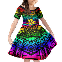 Personalised Hawaii Family Matching Off Shoulder Maxi Dress and Hawaiian Shirt Kanaka Maoli Kakau 2023 National Coming Out Day LT01 Daughter's Dress Black - Polynesian Pride