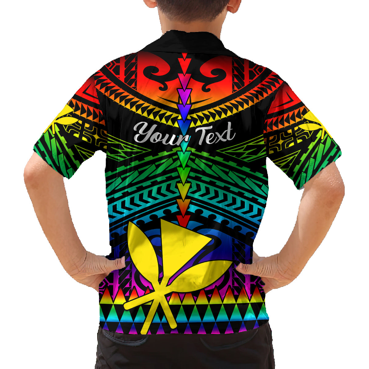 Personalised Hawaii Family Matching Off Shoulder Short Dress and Hawaiian Shirt Kanaka Maoli Kakau 2023 National Coming Out Day LT01 - Polynesian Pride
