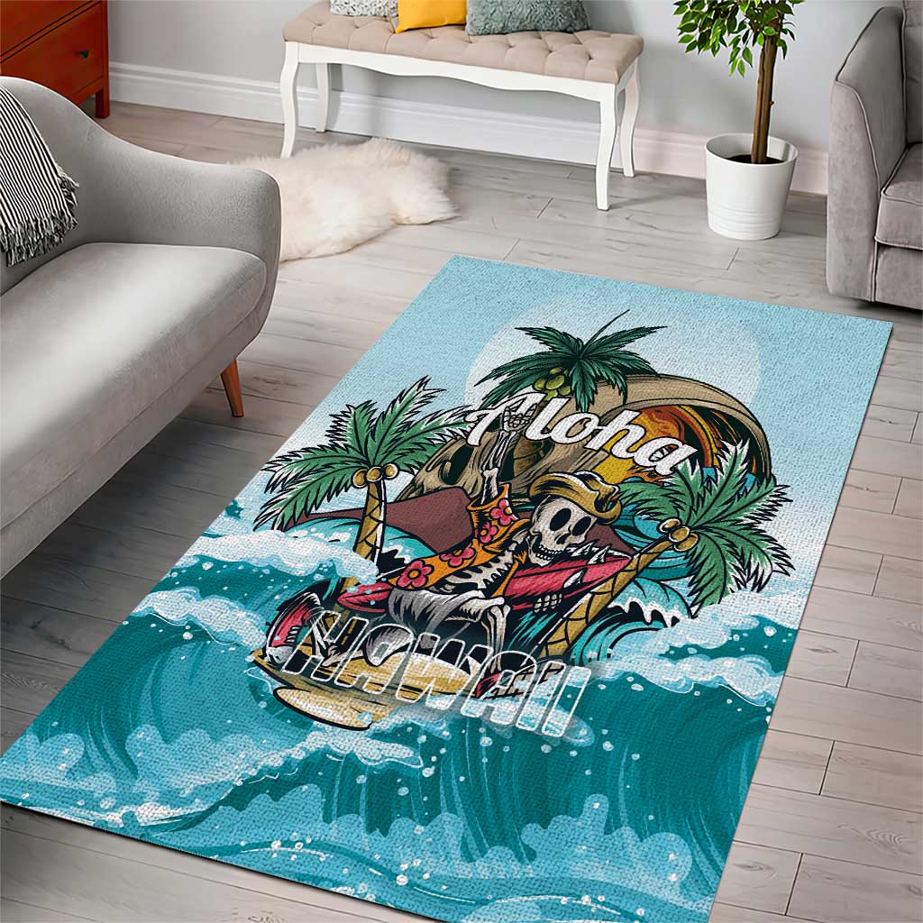 Aloha Hawaii Skeleton Area Rug Tropical Summer Vibe