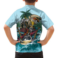 Personalized Aloha Hawaii Skeleton Family Matching Off The Shoulder Long Sleeve Dress and Hawaiian Shirt Tropical Summer Vibe LT01 - Polynesian Pride