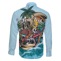 Personalized Aloha Hawaii Skeleton Family Matching Off The Shoulder Long Sleeve Dress and Hawaiian Shirt Tropical Summer Vibe LT01 - Polynesian Pride