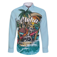 Personalized Aloha Hawaii Skeleton Family Matching Off Shoulder Maxi Dress and Hawaiian Shirt Tropical Summer Vibe