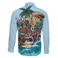 Personalized Aloha Hawaii Skeleton Family Matching Off Shoulder Maxi Dress and Hawaiian Shirt Tropical Summer Vibe