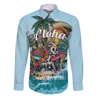 Personalized Aloha Hawaii Skeleton Family Matching Off Shoulder Short Dress and Hawaiian Shirt Tropical Summer Vibe