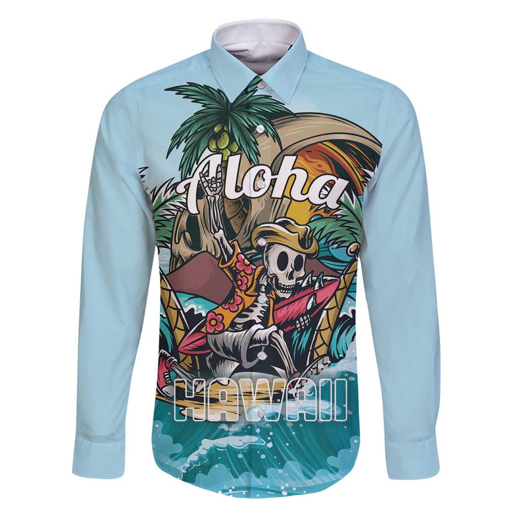Personalized Aloha Hawaii Skeleton Family Matching Puletasi and Hawaiian Shirt Tropical Summer Vibe