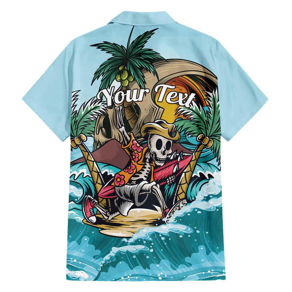 Personalized Aloha Hawaii Skeleton Family Matching Short Sleeve Bodycon Dress and Hawaiian Shirt Tropical Summer Vibe