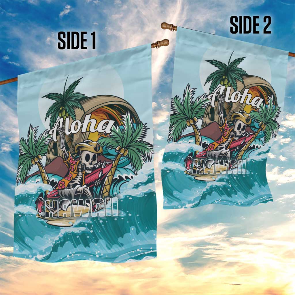 Aloha Hawaii Skeleton Garden Flag Tropical Summer Vibe