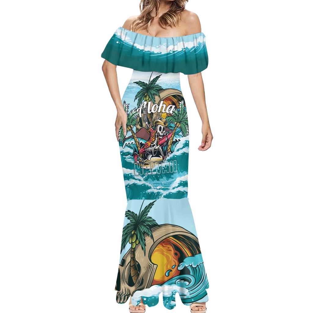 Personalized Aloha Hawaii Skeleton Mermaid Dress Tropical Summer Vibe