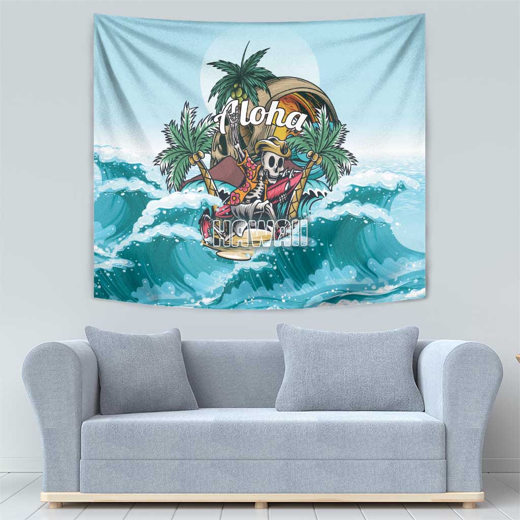 Aloha Hawaii Skeleton Tapestry Tropical Summer Vibe