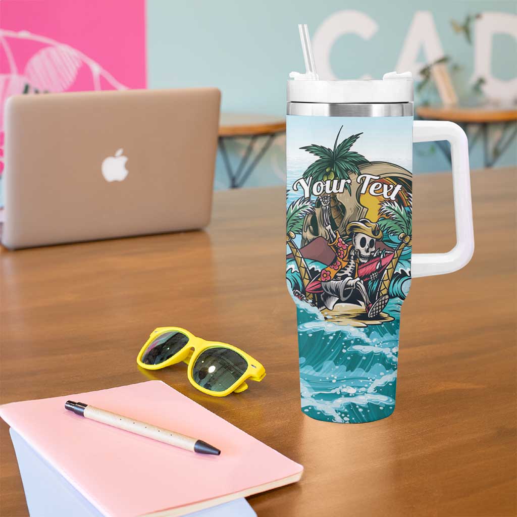 Personalized Aloha Hawaii Skeleton Tumbler With Handle Tropical Summer Vibe