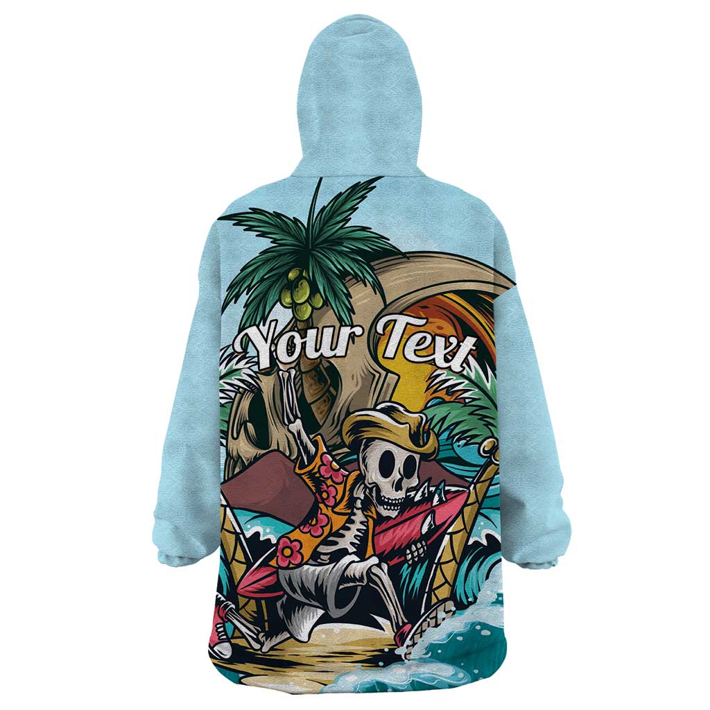 Personalized Aloha Hawaii Skeleton Wearable Blanket Hoodie Tropical Summer Vibe