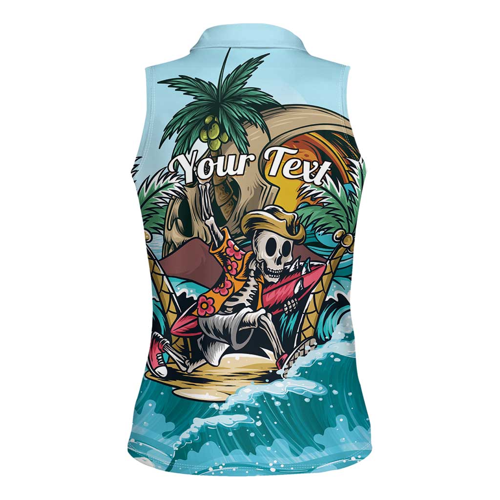 Personalized Aloha Hawaii Skeleton Women Sleeveless Polo Shirt Tropical Summer Vibe