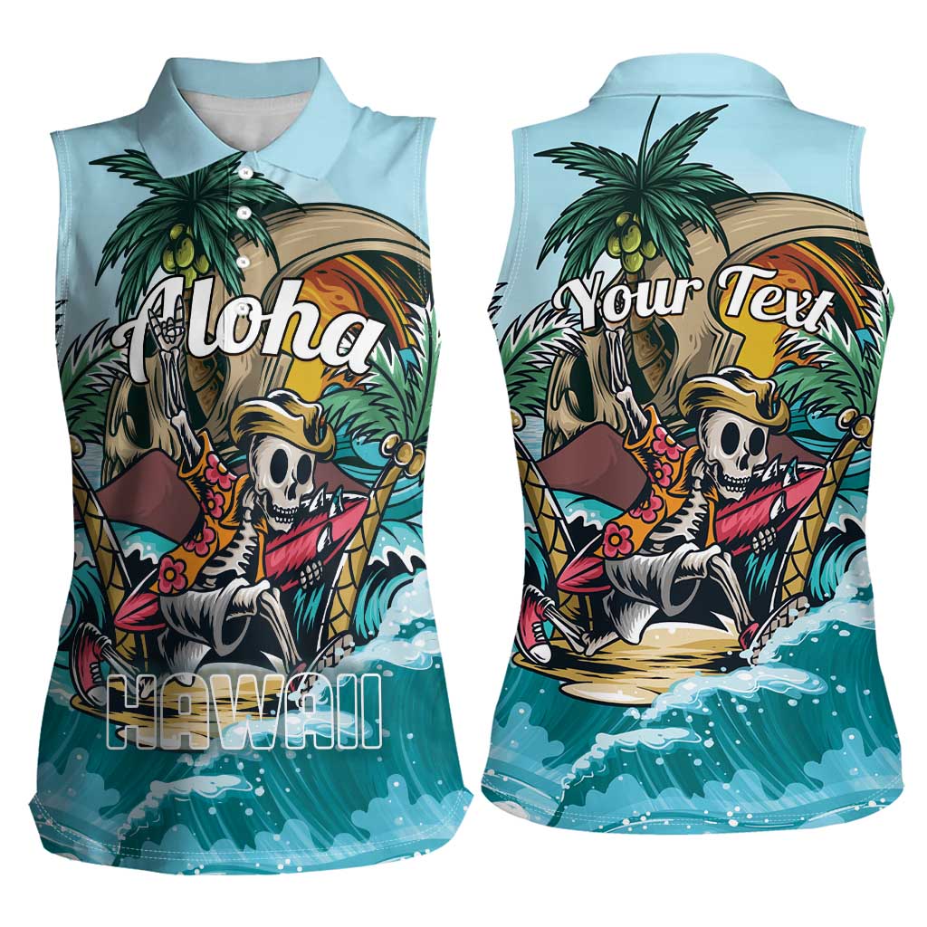 Personalized Aloha Hawaii Skeleton Women Sleeveless Polo Shirt Tropical Summer Vibe