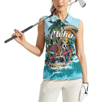Personalized Aloha Hawaii Skeleton Women Sleeveless Polo Shirt Tropical Summer Vibe
