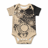 Cook Islands Turtle Baby Onesie Stars and Hibiscus - Beige LT01 Beige - Polynesian Pride