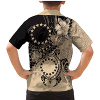 Cook Islands Turtle Family Matching Mermaid Dress and Hawaiian Shirt Stars and Hibiscus - Beige LT01 - Polynesian Pride