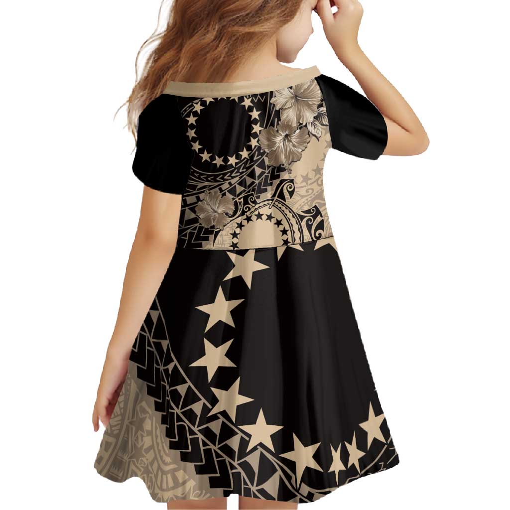 Cook Islands Turtle Family Matching Off Shoulder Maxi Dress and Hawaiian Shirt Stars and Hibiscus - Beige LT01 - Polynesian Pride