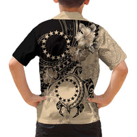 Cook Islands Turtle Family Matching Summer Maxi Dress and Hawaiian Shirt Stars and Hibiscus - Beige LT01 - Polynesian Pride