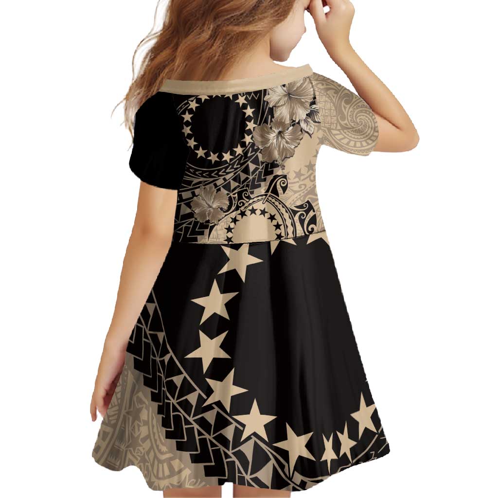 Cook Islands Turtle Family Matching Tank Maxi Dress and Hawaiian Shirt Stars and Hibiscus - Beige LT01 - Polynesian Pride