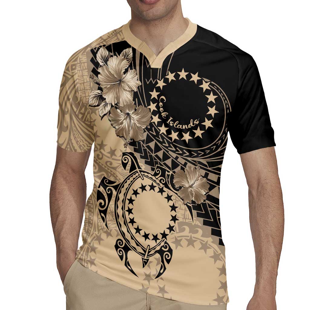 Cook Islands Turtle Rugby Jersey Stars and Hibiscus - Beige