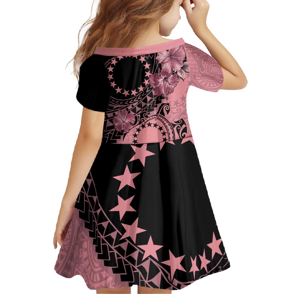 Cook Islands Turtle Family Matching Mermaid Dress and Hawaiian Shirt Stars and Hibiscus - Pink LT01 - Polynesian Pride