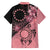 Cook Islands Turtle Family Matching Off The Shoulder Long Sleeve Dress and Hawaiian Shirt Stars and Hibiscus - Pink