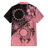 Cook Islands Turtle Family Matching Off Shoulder Maxi Dress and Hawaiian Shirt Stars and Hibiscus - Pink LT01 - Polynesian Pride