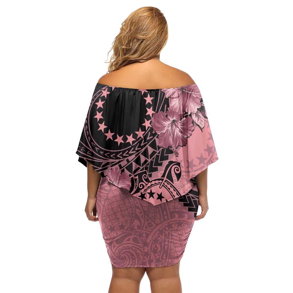 Cook Islands Turtle Family Matching Off Shoulder Short Dress and Hawaiian Shirt Stars and Hibiscus - Pink LT01 - Polynesian Pride
