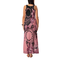 Cook Islands Turtle Family Matching Tank Maxi Dress and Hawaiian Shirt Stars and Hibiscus - Pink LT01 - Polynesian Pride