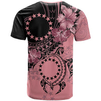 Cook Islands Turtle T Shirt Stars and Hibiscus - Pink