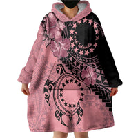 Cook Islands Turtle Wearable Blanket Hoodie Stars and Hibiscus - Pink LT01 - Polynesian Pride