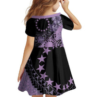 Cook Islands Turtle Family Matching Off Shoulder Maxi Dress and Hawaiian Shirt Stars and Hibiscus - Purple LT01 - Polynesian Pride