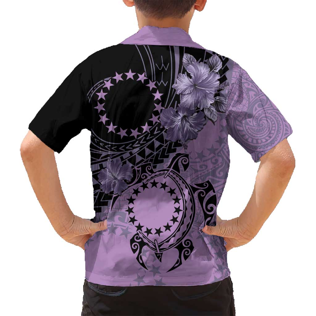 Cook Islands Turtle Family Matching Puletasi and Hawaiian Shirt Stars and Hibiscus - Purple LT01 - Polynesian Pride