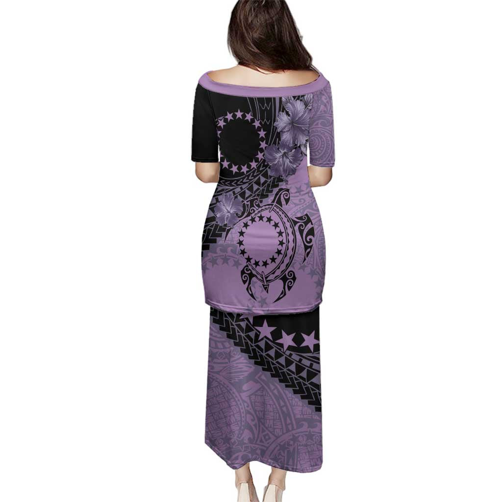 Cook Islands Turtle Family Matching Puletasi and Hawaiian Shirt Stars and Hibiscus - Purple LT01 - Polynesian Pride