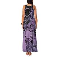 Cook Islands Turtle Family Matching Tank Maxi Dress and Hawaiian Shirt Stars and Hibiscus - Purple LT01 - Polynesian Pride