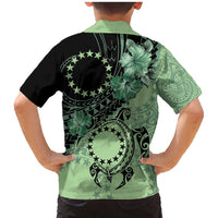 Cook Islands Turtle Family Matching Mermaid Dress and Hawaiian Shirt Stars and Hibiscus - Green LT01 - Polynesian Pride