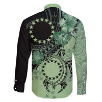 Cook Islands Turtle Family Matching Summer Maxi Dress and Hawaiian Shirt Stars and Hibiscus - Green LT01 - Polynesian Pride