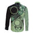 Cook Islands Turtle Long Sleeve Button Shirt Stars and Hibiscus - Green
