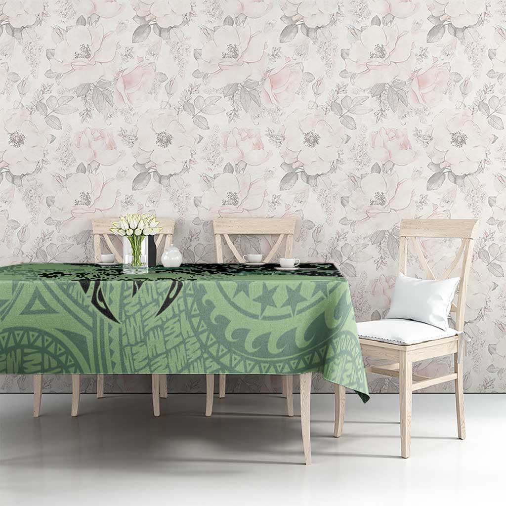 Cook Islands Turtle Tablecloth Stars and Hibiscus - Green