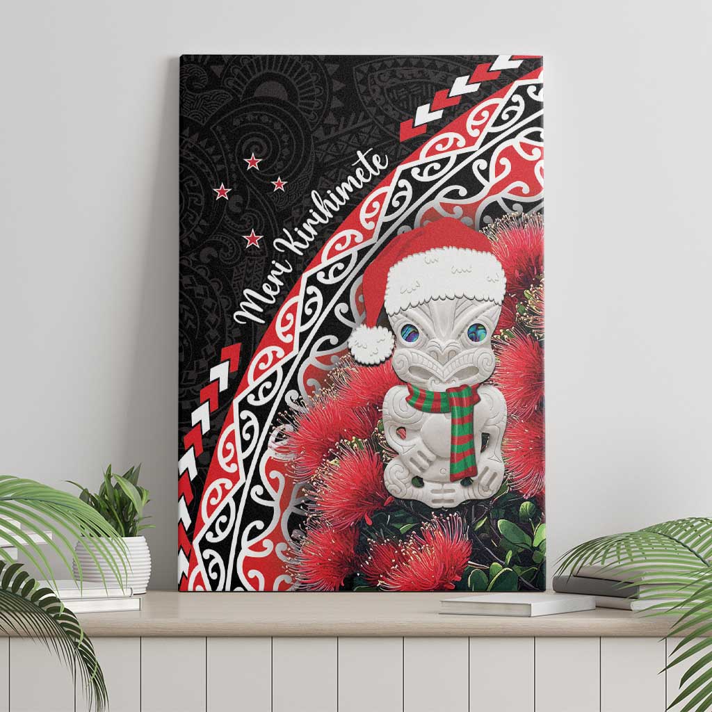 New Zealand Christmas Meri Kirihimete Canvas Wall Art Santa Hei Tiki Pohutukawa LT01 - Polynesian Pride