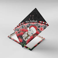 New Zealand Christmas Meri Kirihimete Canvas Wall Art Santa Hei Tiki Pohutukawa LT01 With Frame Black - Polynesian Pride